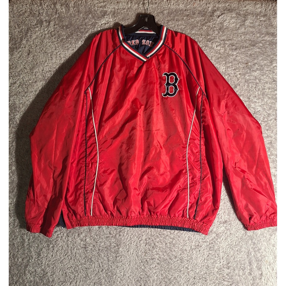 Boston Red Sox MLB Reversible Windbreaker Pullover Jacket Red Navy Blue Mens L